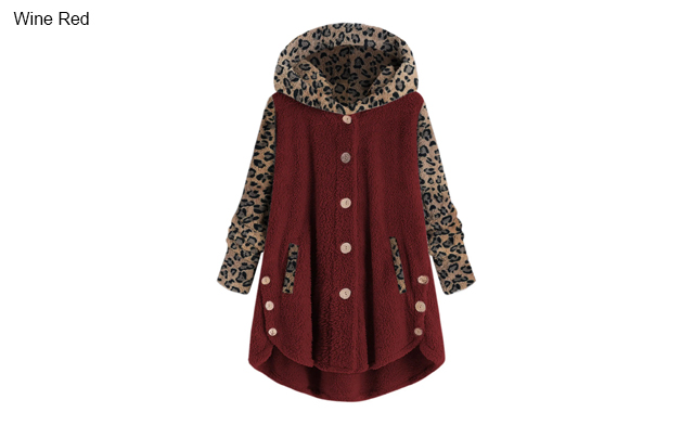 Image of $34.99 for a Women's Leopard Print Hooded Plush Coat (a $69.99 Value)