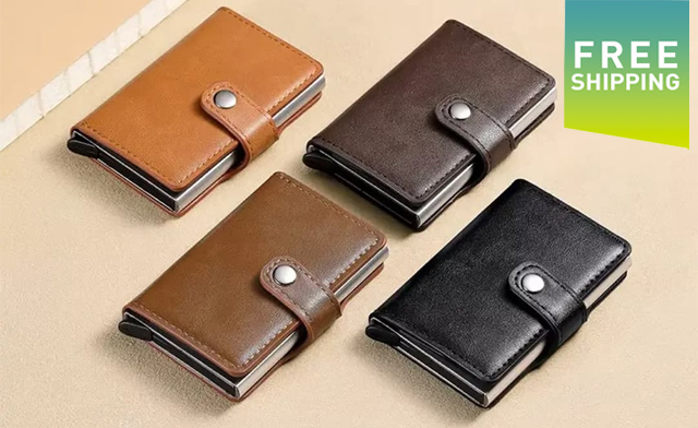 Image of $16 for a Compact PU Leather Wallet with RFID Aluminum Card Holder (a $29.99 Value)