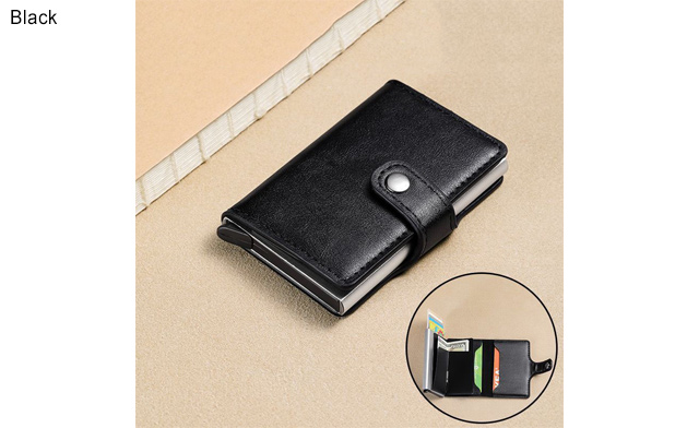 Image of $16 for a Compact PU Leather Wallet with RFID Aluminum Card Holder (a $29.99 Value)