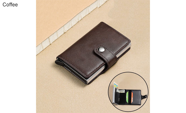 Image of $16 for a Compact PU Leather Wallet with RFID Aluminum Card Holder (a $29.99 Value)