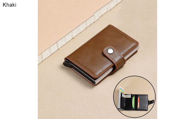Image of $16 for a Compact PU Leather Wallet with RFID Aluminum Card Holder (a $29.99 Value)