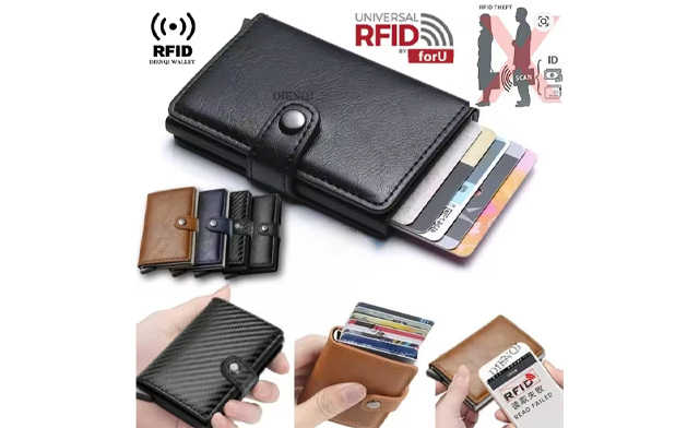 Image of $16 for a Compact PU Leather Wallet with RFID Aluminum Card Holder (a $29.99 Value)