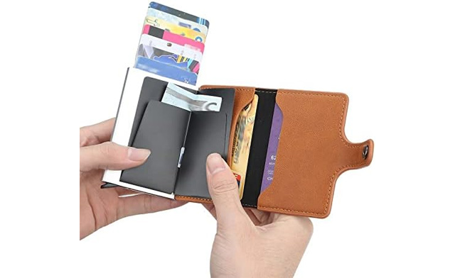 Image of $16 for a Compact PU Leather Wallet with RFID Aluminum Card Holder (a $29.99 Value)