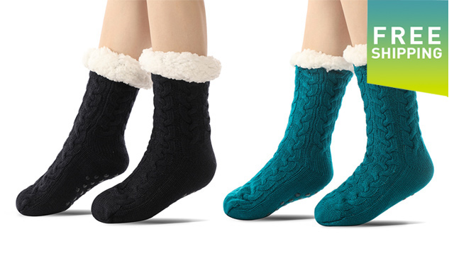 Image of $21 for Women's Sherpa Fleece Slipper Socks with Grippers (a $27.99 Value)
