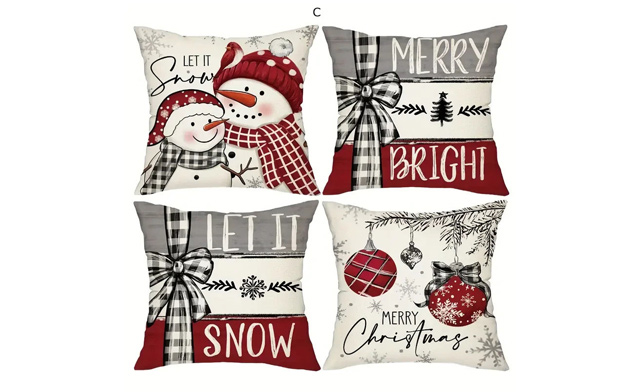 Image of $26 for 4 Merry Christmas Throw Pillow Covers - 18 x 18 Inches (a $52 Value)