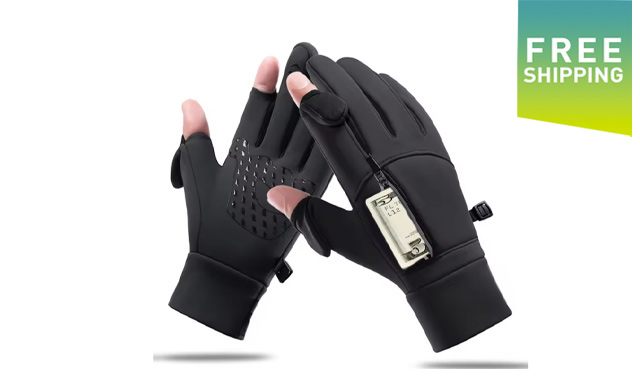 Image of $25 for Waterproof Winter Touchscreen Gloves with Flip-Top Fingers (a $48.99 Value)