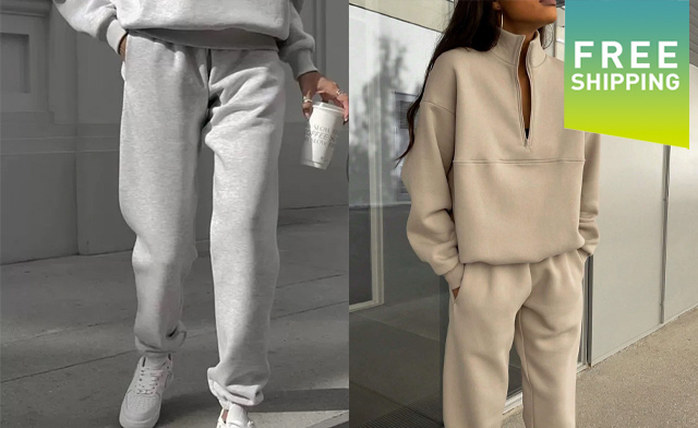 Image of $48 for Women's Casual Tracksuit Set with Elastic Waist Pants (a $68.99 Value)
