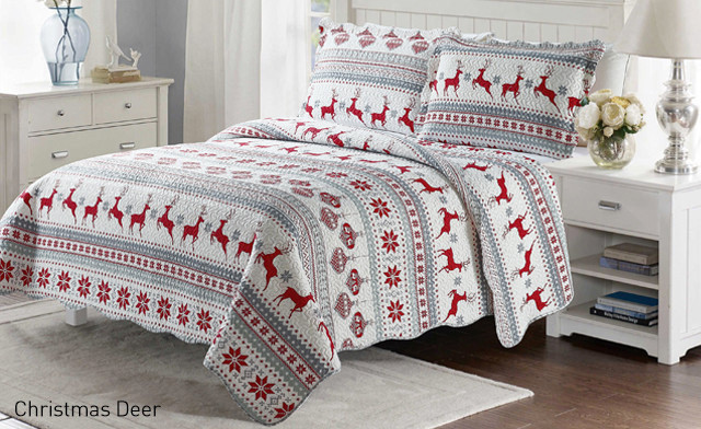 Image of Up to 69% off Pinsonic 3-Piece Quilt Sets Featuring 7 Unique Christmas Designs