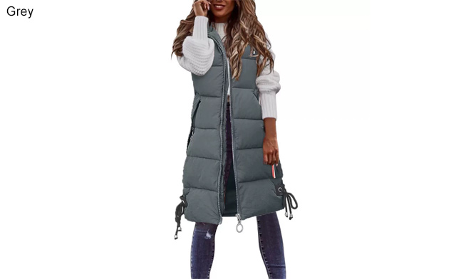 Image of $55 for a Women's Fleece Long Vest Jacket with Hood & Pockets (an $89.99 Value)