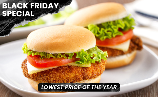 Image of $40 for 4 kg of 5 oz Par Fried Chicken Burgers (a $70 Value) - Pick Up