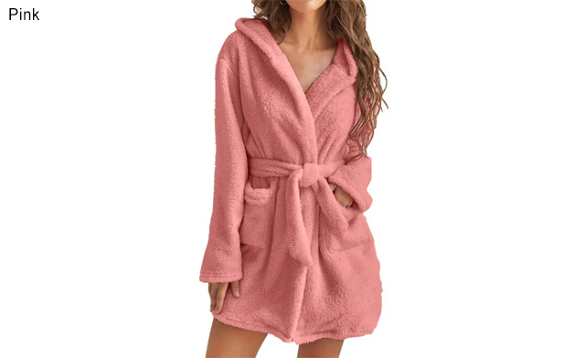 Image of $28.99 for a Hooded Plush Warm Bathrobe (a $45.99 Value)