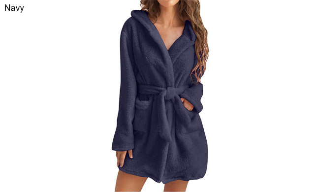 Image of $28.99 for a Hooded Plush Warm Bathrobe (a $45.99 Value)