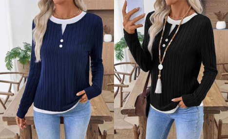 $26.99 for a Faux Two-Piece Long-Sleeve T-shirt (a $44.99 Value)