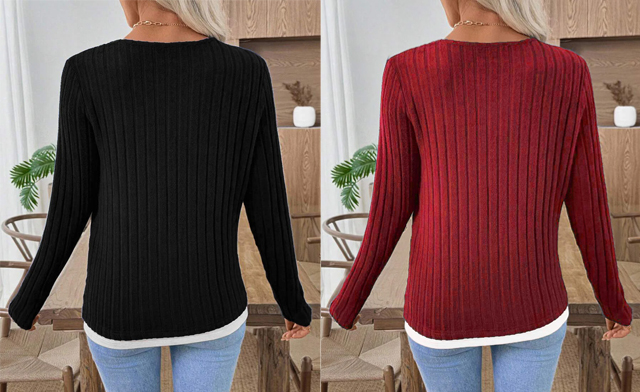 Image of $26.99 for a Faux Two-Piece Long-Sleeve T-shirt (a $44.99 Value)