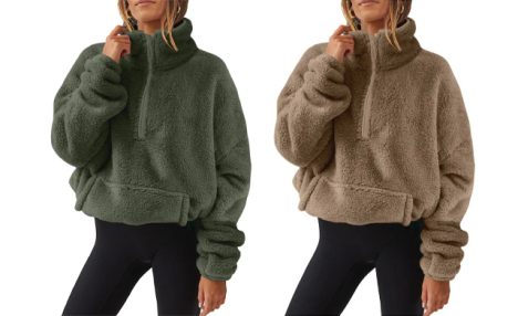 $29.99 for Women’s Plush Half-Zip Sweatshirt (a $79.99 Value)