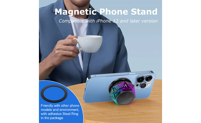 Image of $20 for a Magnetic Bluetooth Speaker with RGB Lights & Phone Holder (a $49.99 Value)