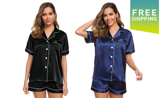Image of $25 for a Women's Silk Satin Pyjama Set (a $59.99 Value)