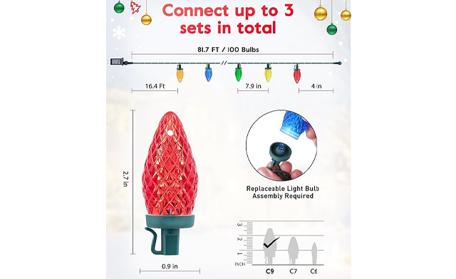 Image of $41.99 & Up for 100 LED C9 Holiday String Lights - 81 Feet