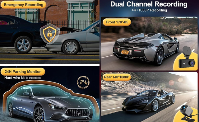 Image of $77 for a 4K Front & Rear Dash Cam with WiFi & 64GB Card (a $129.99 Value)