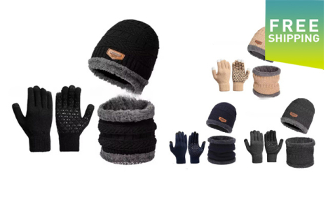 $26 for a 3-Piece Men's Wool Hat, Scarf & Touchscreen Gloves Set (a $34.99 Value)