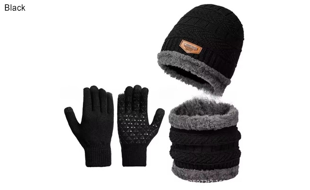 Image of $26 for a 3-Piece Men's Wool Hat, Scarf & Touchscreen Gloves Set (a $34.99 Value)