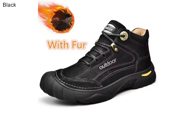 Image of $87 for Men's PU Leather Warm Winter Boots (a $129.99 Value)