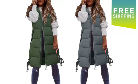 $57 for a Women's Fleece Long Vest Jacket with Hood & Pockets (an $89.99 Value)