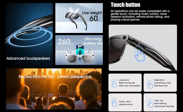 Image of $84.99 for HD Smart AI Bluetooth Glasses (a $99.99 Value)