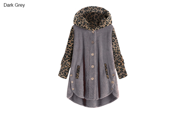Image of $34.99 for a Women's Leopard Print Hooded Plush Coat (a $69.99 Value)