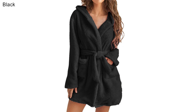 Image of $30.99 for a Hooded Plush Warm Bathrobe (a $45.99 Value)