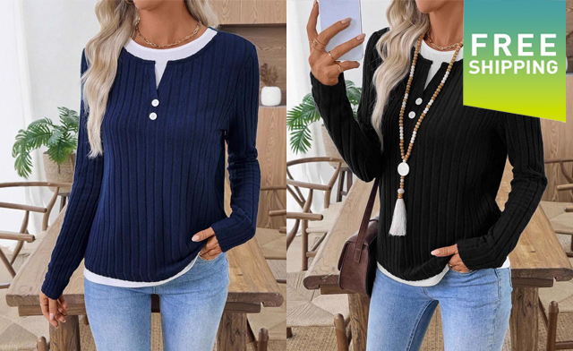 Image of $28.99 for a Faux Two-Piece Long-Sleeve T-shirt (a $44.99 Value)