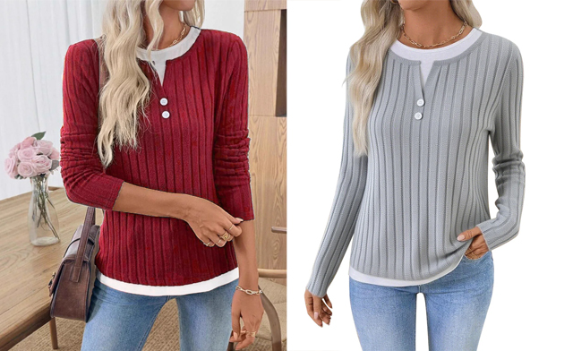 Image of $28.99 for a Faux Two-Piece Long-Sleeve T-shirt (a $44.99 Value)
