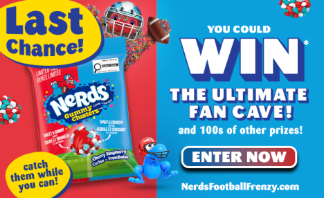 NERDS FOOTBALL FRENZY Contest! WIN* the Ultimate Fan Cave