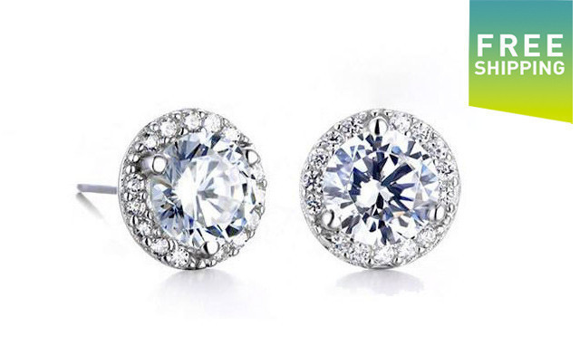 $17.95 for Two Pairs of Halo Stud Earrings with Swarovski Elements (a $110 Value)