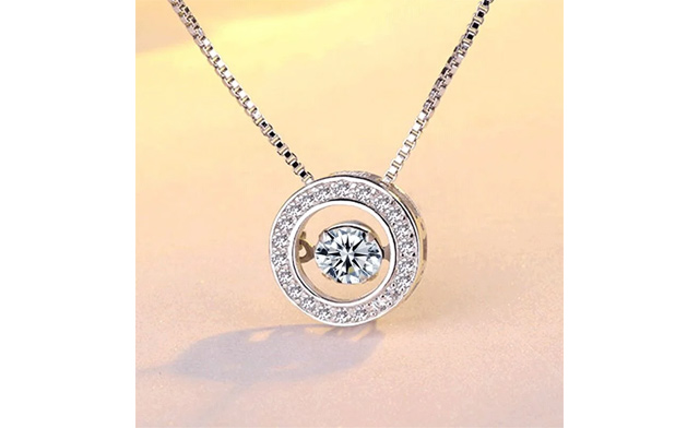 Image of $23.95 for a Rotatable Dance Rhinestone 925 Sterling Silver Necklace (a $55.99 Value)