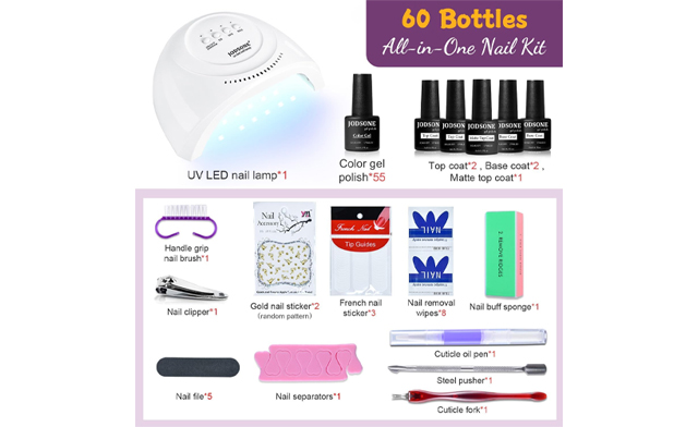 Image of $27.95 for a 60-Piece Gel Nail Kit with UV Light & Tools (a $45.99 Value)