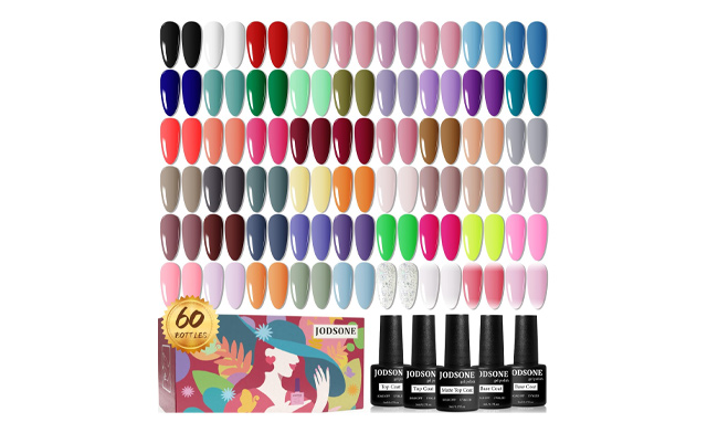 Image of $19.95 for a 60-Piece Gel Nail Kit with Base & Top Coats (a $39.99 Value)