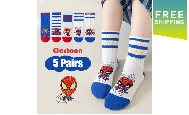 Image of $19.95 for 5 Pairs of Spider Superhero Children’s Socks (a $32 Value)