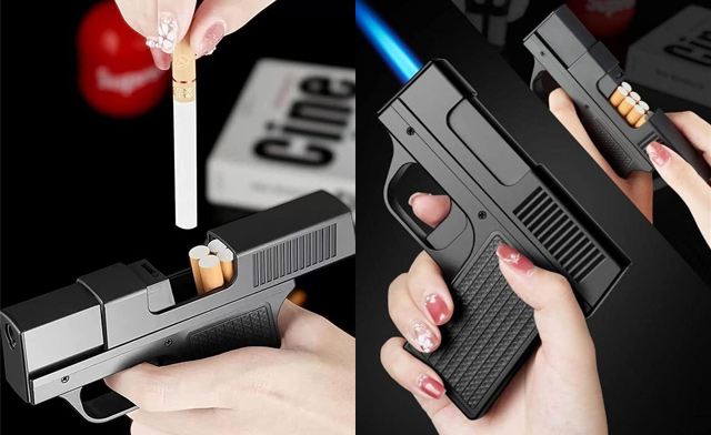 Image of $24.95 for a 10-Pack Creative Pistol Lighter Cigarette Box (a $42 Value)