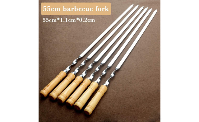 Image of $34.95 for a 6-Pack of Wood BBQ Fork Skewers (a $49 Value)