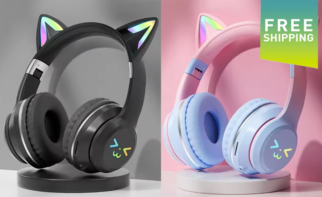 Image of $22.95 for Cat Ear Bluetooth Headphones with RGB Glow (a $44 Value)