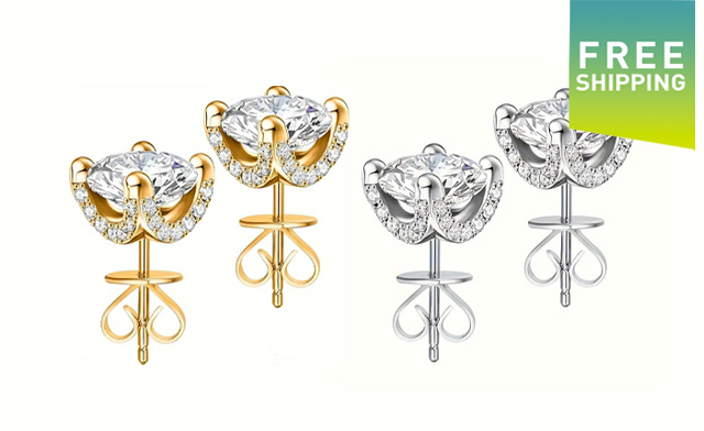Image of $21.95 for 2-Carat Moissanite Stud Earrings (a $169 Value)