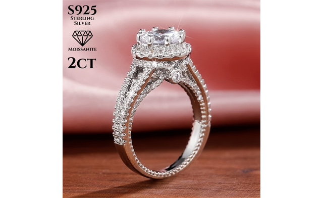 Image of $29.99 for a 2-Carat Moissanite Sterling Silver Ring (a $119.95 Value)