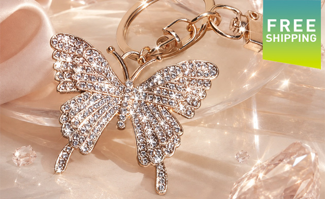 Image of $14.99 for a Crystal Butterfly Keychain Bag Charm (a $27.99 Value)