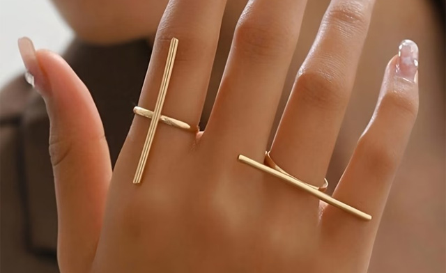 Image of $13.99 for a Geometric Open Ring Set (a $24.99 Value)