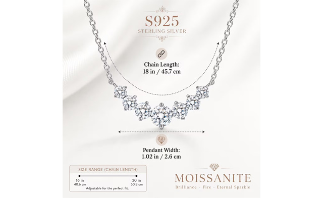 Image of $39.99 for a Sterling Silver Necklace with 7 Moissanite Stones (a $119.95 Value)