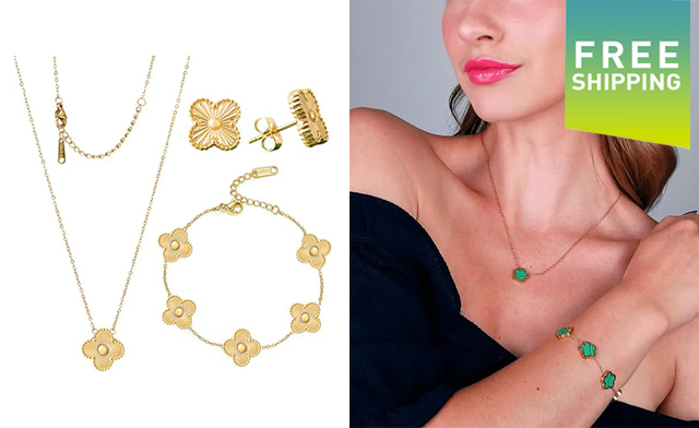 Image of $23.95 for a 4-Leaf Clover 4-Piece Jewelry Set (a $49.99 Value)