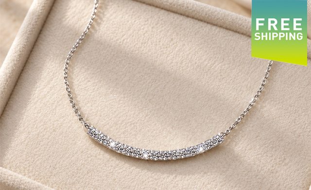 Image of $29.95 for a Sterling Silver Moissanite Smile Necklace (an $84.95 Value)