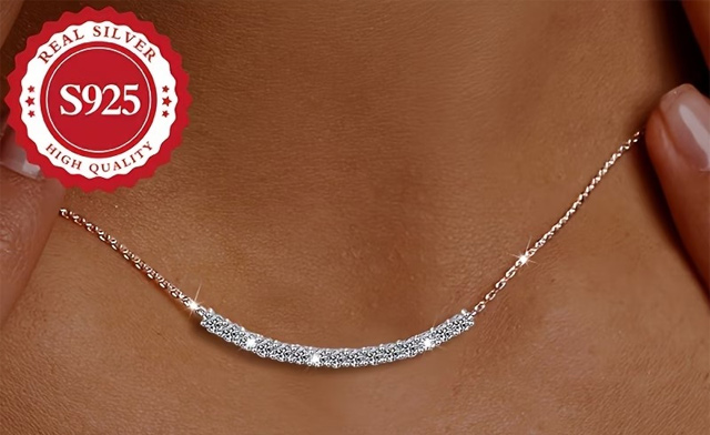 Image of $29.95 for a Sterling Silver Moissanite Smile Necklace (an $84.95 Value)