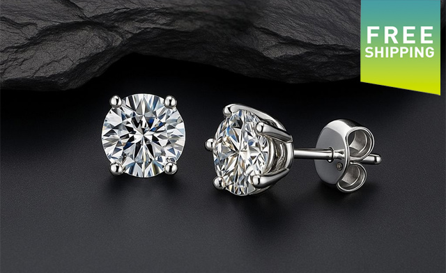 Image of $79.95 for Moissanite 3-Prong Stud Earrings (a $176.99 Value)